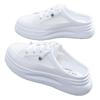2025 spring and summer new little white shoes women's shoes platform outer wear without heel mesh casual shoes bag head half slippers women