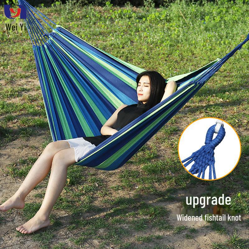 Double Canvas Hammock: Breathable, Anti-Rollover Swing for Camping or Home Relaxation