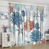 Coastal Window Curtains Nautical Beach Ocean Sea Starfish Seashell Curtain Living Room Bedroom Panels Set Inch Polyester Ideal For