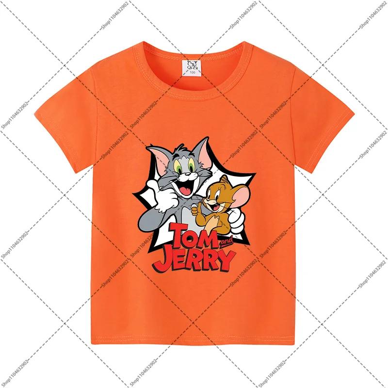 Tom and Jerry Cute T-shirts Cartoon Anime Pattern Printed Short Sleeve Unisex Summer Clothes Comfortable Breathable T-shirt Gift