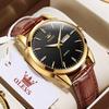 OLEVS Men's Quartz Watch with Leather Strap, Waterproof, Luminous, Date & Day Display, Analog, Stylish, Easy-to-Read Dial, Suitable for Commuting and