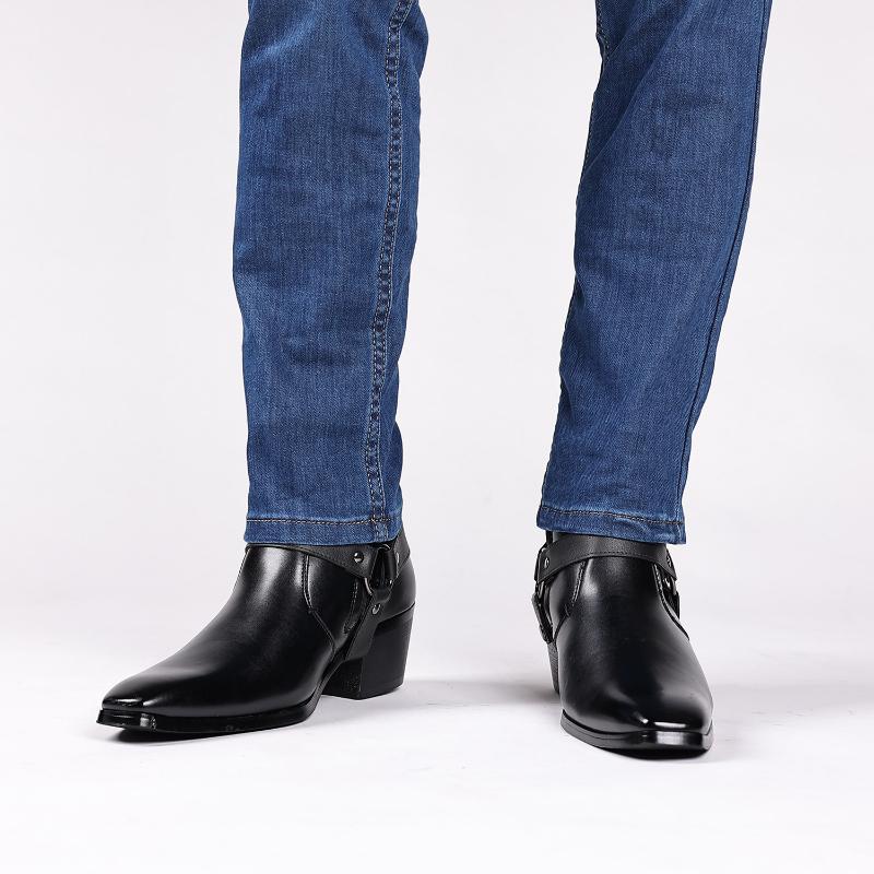 Classic Western Cowboy Rider Boots Men Formal Boots Brand Designer Side Zipper Chelsea Boots Men Comfortable Pointed Shoes 38 48