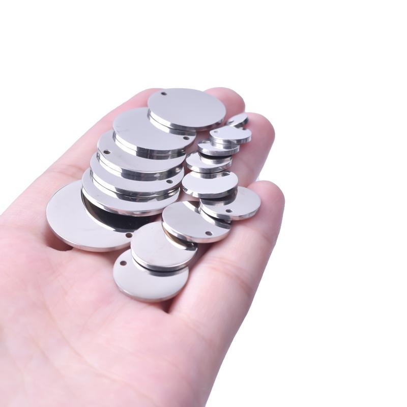 10pcs Round Blank Tag Charm Stainless Steel Pendant Charms For Jewelry Making DIY Supplies Material Silver Color 6-30mm Findings