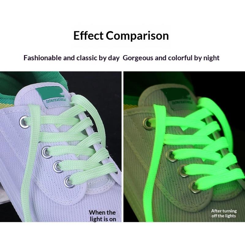 1Pair 120Cm Fluorescent Shoelace Luminous Shoelaces Flat Sneakers Canvas Shoe Laces Glow In The Dark Night Color