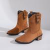 Women's Retro Short Boots Faux Suede Chunky Heel Pointed Toe V-Cut Cross-Border Large Size Spring Autumn Ankle Booties