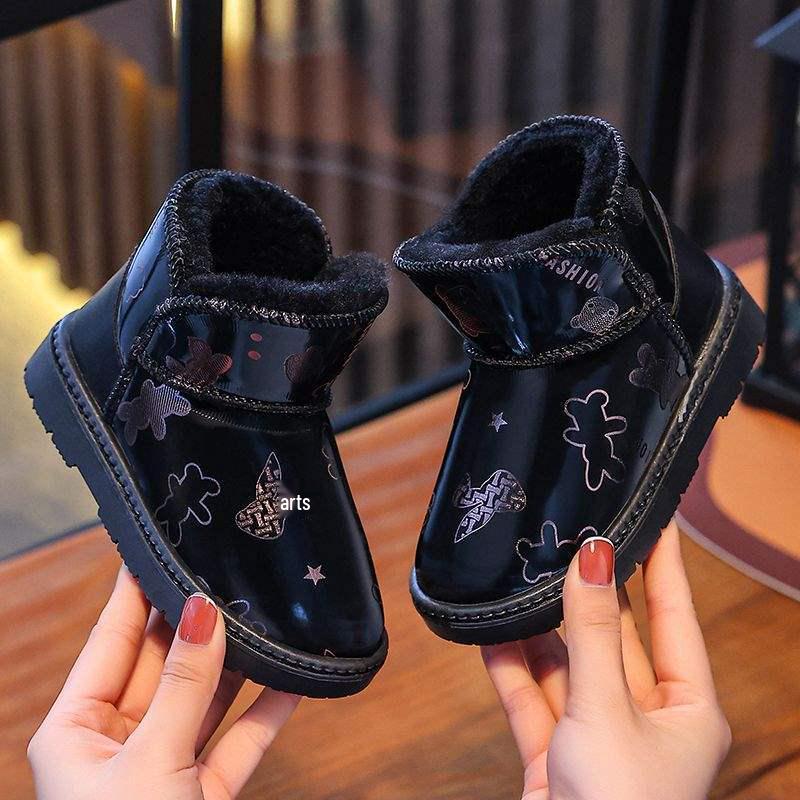 Wasserdichte Schneestiefel für Kinder im Winter - Warme, modische, rutschfeste Kurzstiefel mit Samtfutter für Jungen und Mädchen