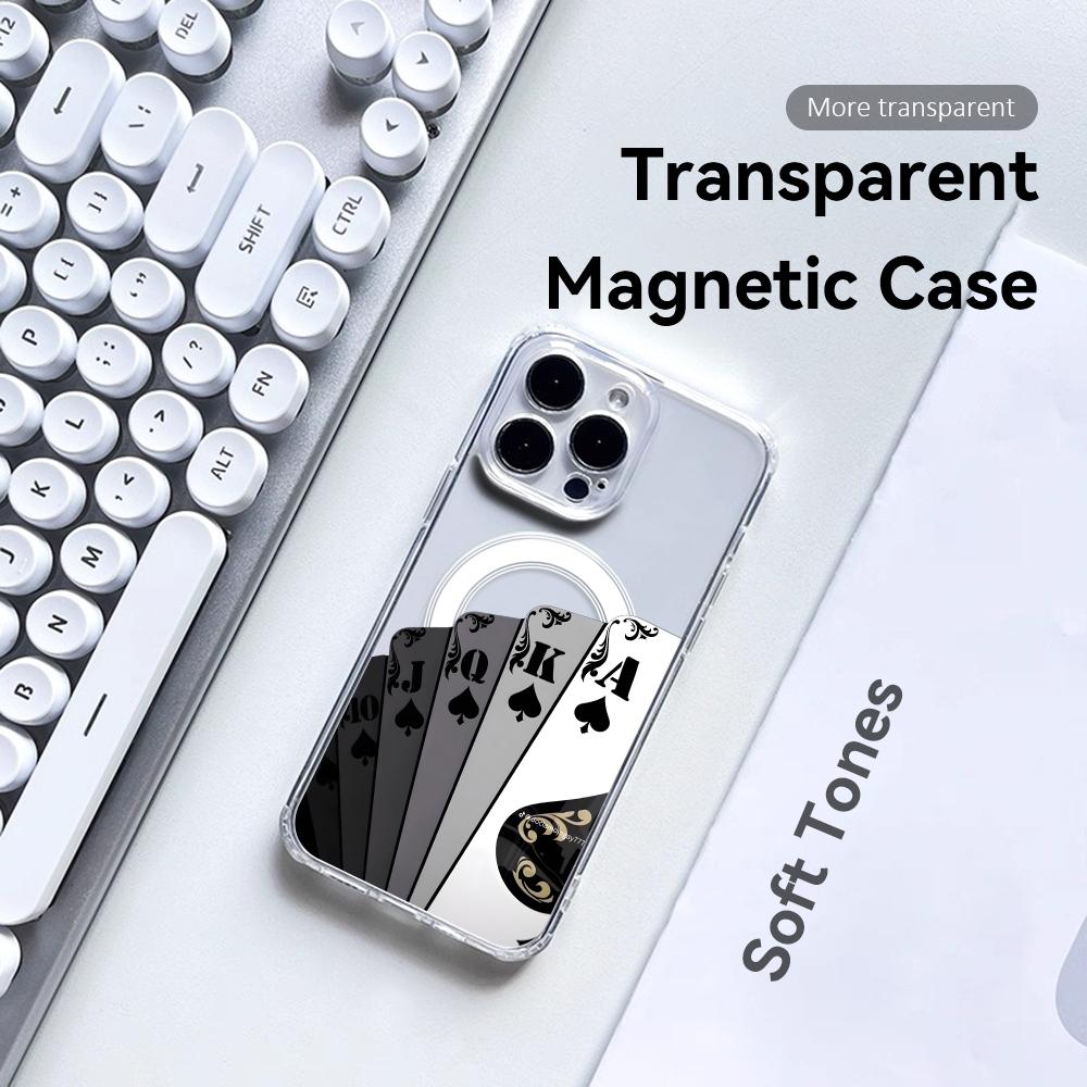 Cool Design Playing Cards Phone Case For iPhone 17 16 15 14 13 12 Pro Max Plus With Magnetic Crystal Clear Case Wireless Charge