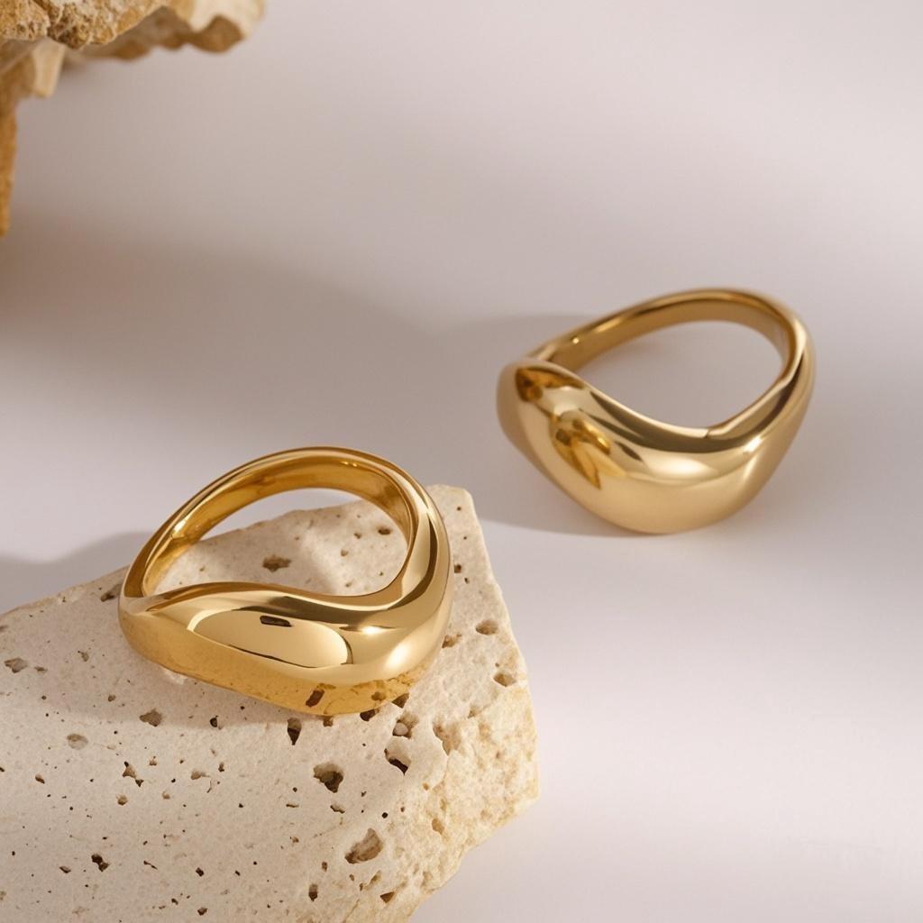 Abstract Design Retro 18K Gold Plated Ring - Cool European & American Style