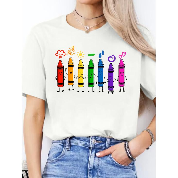 Spanish Letter Print Spring/summer Casual Wear T Round-neck Short-sleeve Sports Shirt T Women's T-shirt