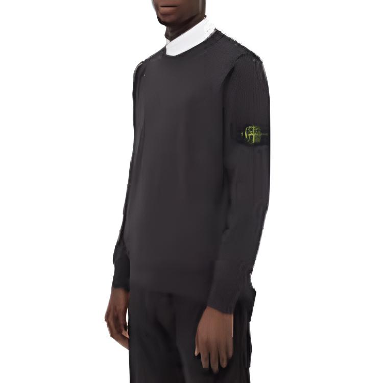 Stone Island Compass Pattern Crew Neck Long Sleeve Sweater Men sweater 7615540B2-V0M65