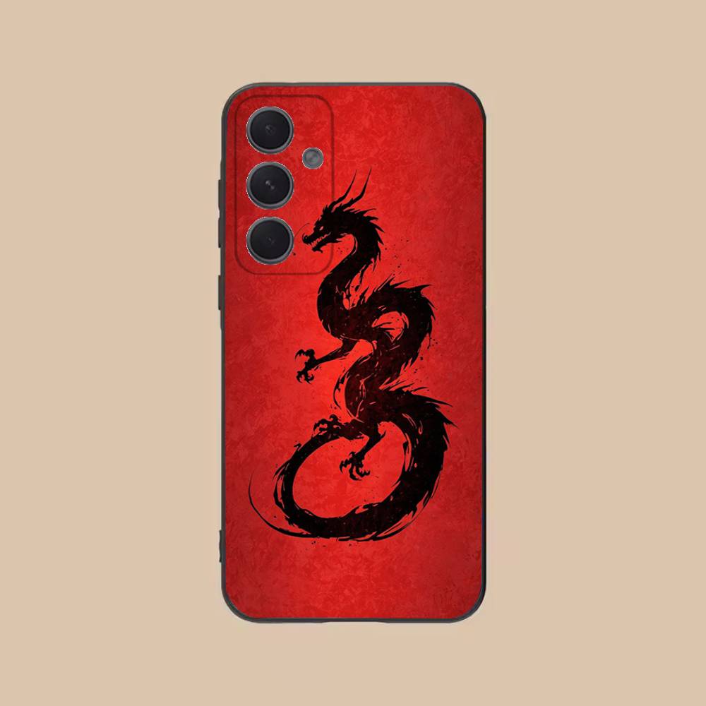 Fashion Chinese Dragon Phone Case For Samsung S25,24,21,22,23,20,S30,Ultra,Plus,Fe,Lite,Note,5G Black Soft