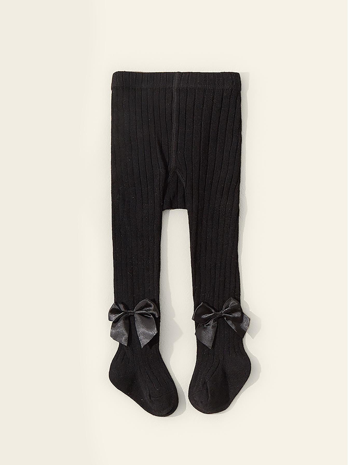 Осенние колготки с бантом для девочек - Леггинсы для малышей и детей ясельного возраста 0-6 months чёрный