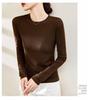 Women's White Mask Tencel Lyocell Wool Long Sleeve Slimming Base Layer Top - 2025 Autumn/Winter Collection