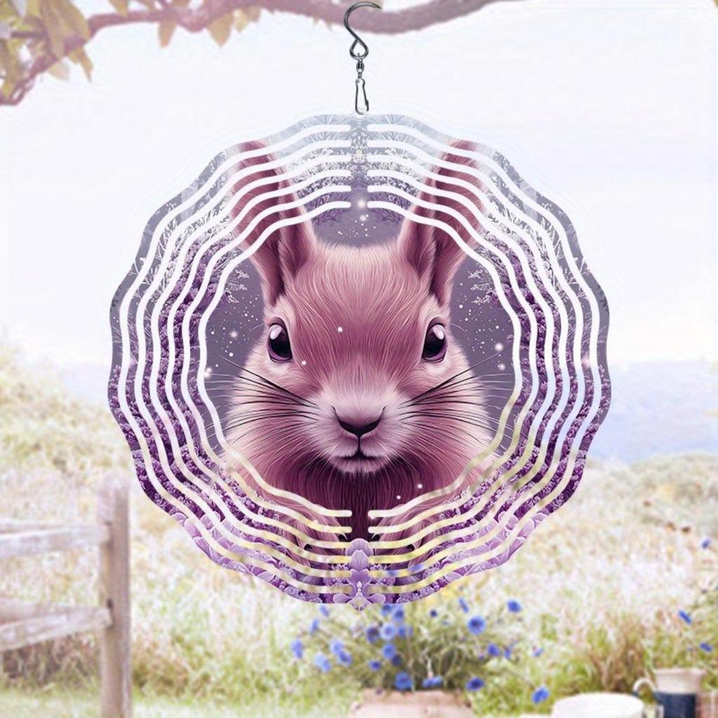 Rosa Hase Muster Windspiel Hängendes Windspiel für Garten Balkon Außendekoration Kunst