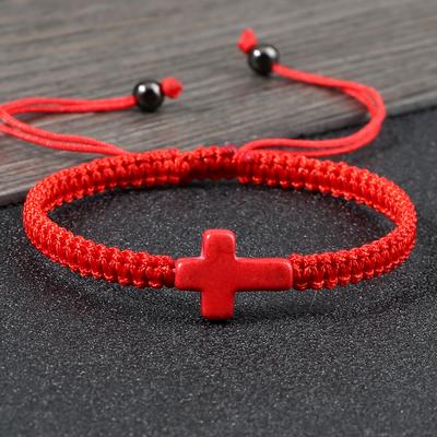 Neues Gebetskreuz Geflochtenes Armband Damen Herren Roter Nylonfaden Partnerarmbänder Verstellbar Yoga Heilung Armreif Kette Schmuck Geschenk