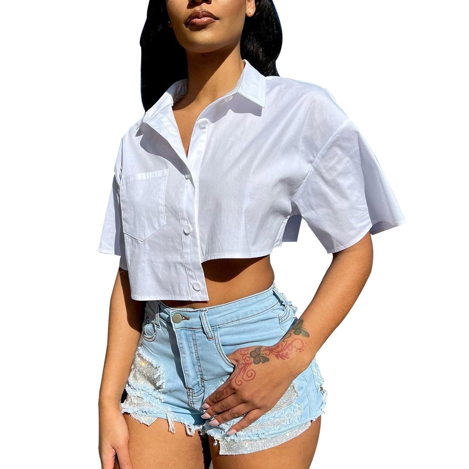 

Summer Women s Casual Irregular Short Sleeve Fashion Shirt X-Large