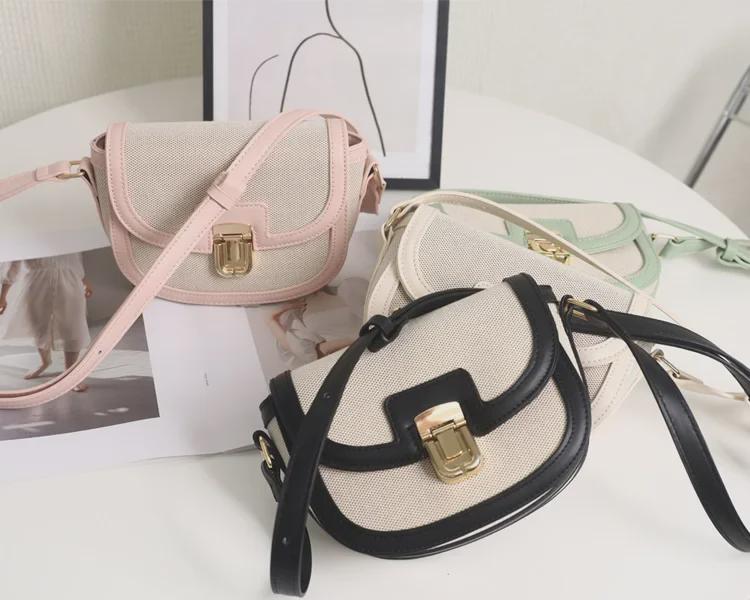 2025 Retro Contrast Color Woven Crossbody Saddle Bag - Versatile One-Shoulder Underarm Bag for Women