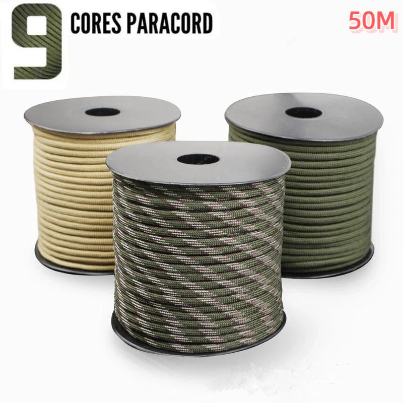 50M Militärstandard 9-adriges Paracord Seil 4mm Outdoor Fallschirmschnur Überlebensschirm Zelt Lanyard Band