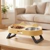 Stainless Steel Raised Pet Feeder Double Bowl Cat Feeding Dish Elevated Cat Bowl  For Cats