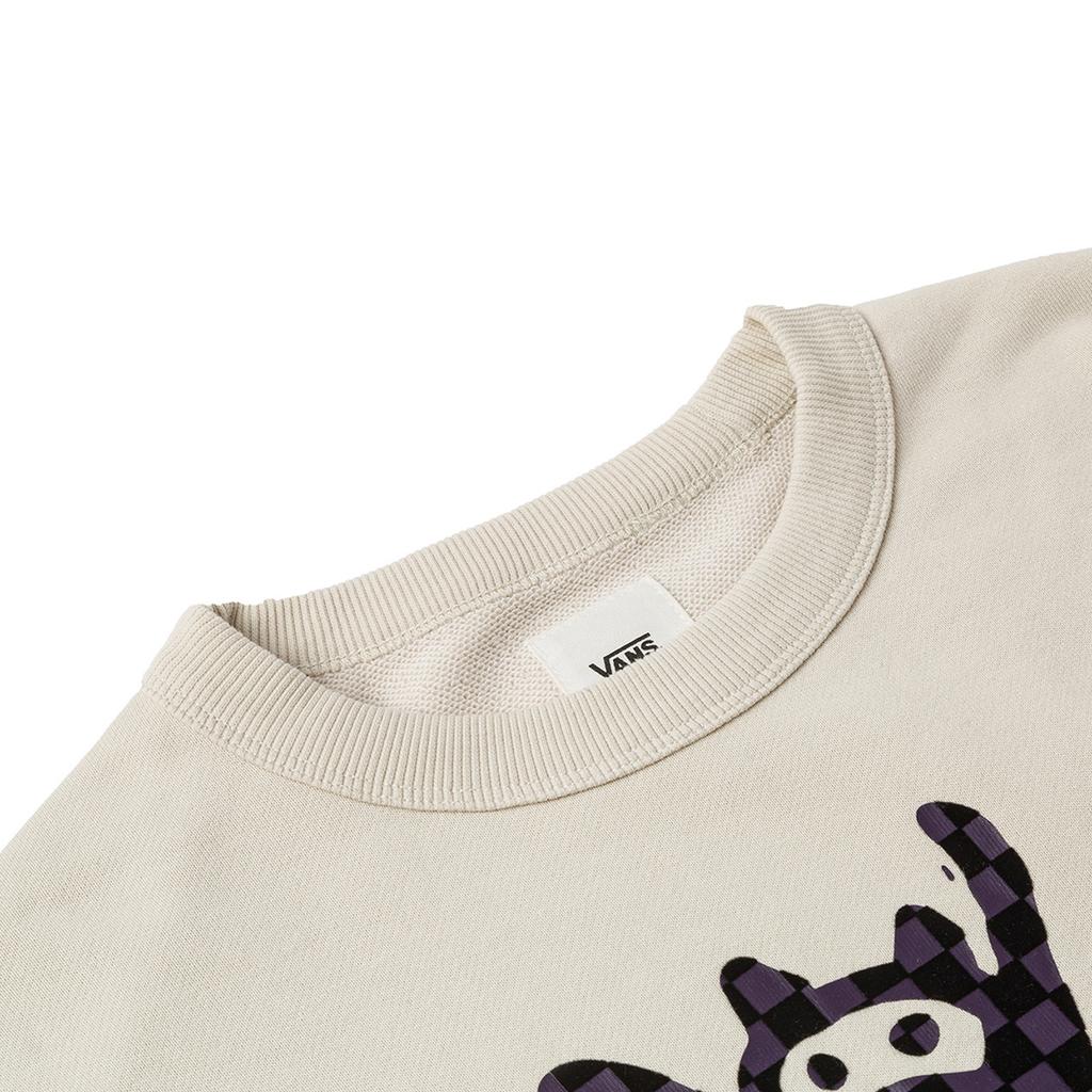 Vans Pullover Round Neck Skateboard Cat Pattern Long Sleeve Short Sweatshirt Women Sweatshirt Oatmeal VN000J222N1