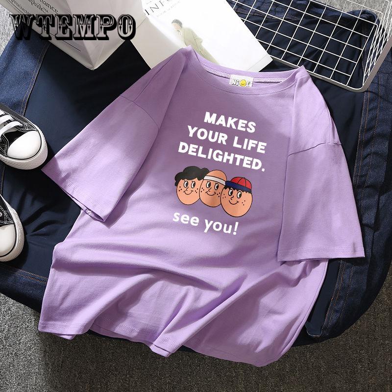 

WTEMPO Women Short Sleeve Cool Print Tops Unisex Summer Punk T-shirt