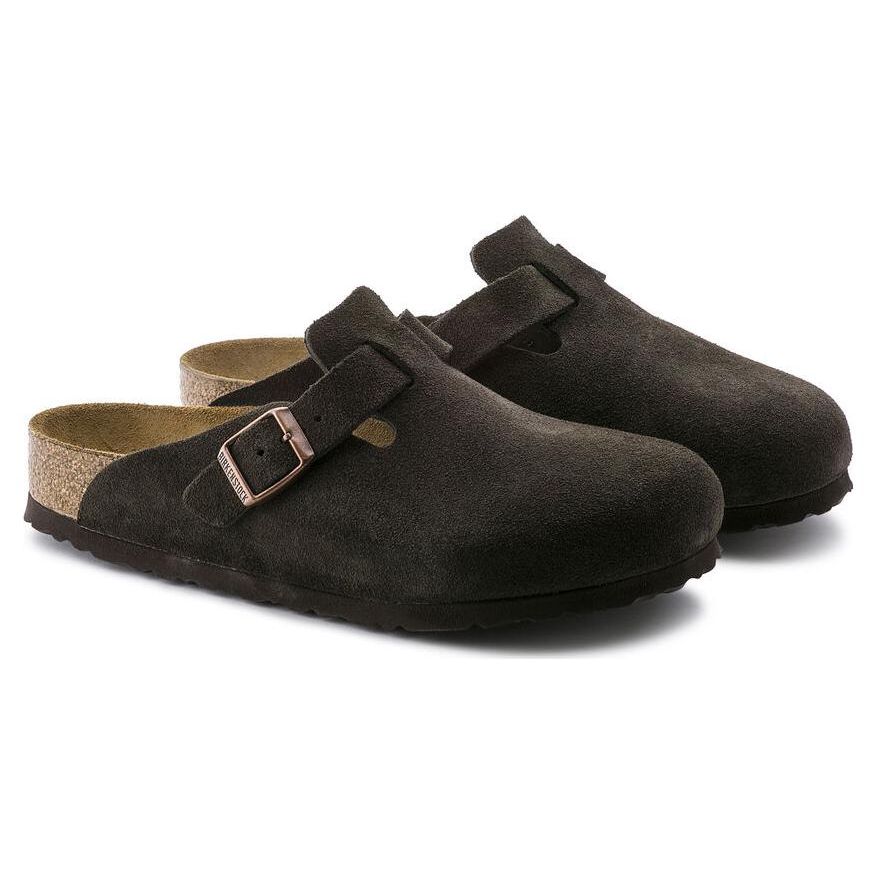Birkenstock Boston Soft Footbed Suede Mocha Unisex Sandals Brown 0660463