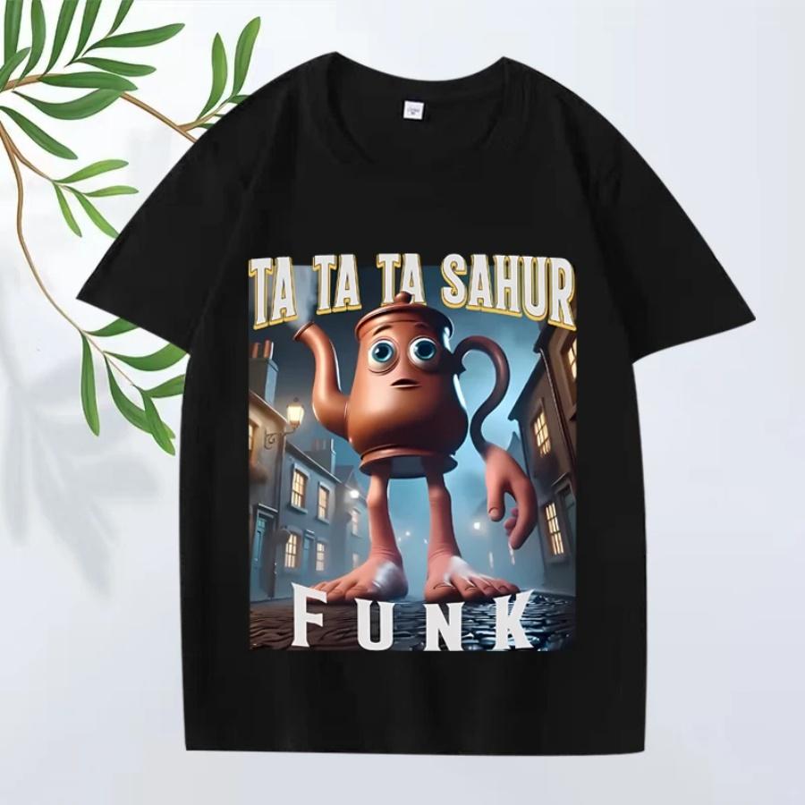 

Ta Ta Ta Sahur Funk Italian Brainrot Characters Funny Meme T Shirt men women 100% Cotton short sleeve Summer print Unisex tops XXXXXL чорний