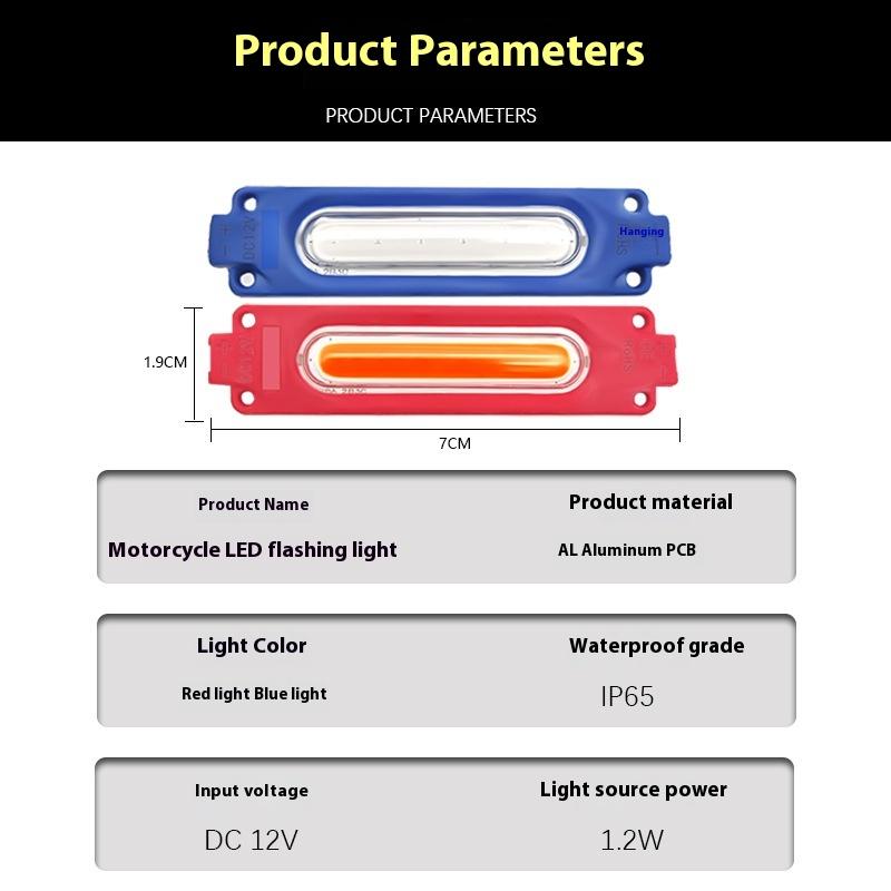 1 Piece 1 To 2 Vehicle Warning Flash Lamp 12V Cob Red Blue Strobe Lights For Car Moto Bike Grille Decor Atmosphere Lighting