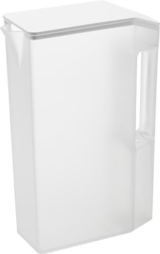 

Yamazaki Slim Water Bottle with Handle, 2L, White, W8.1 x D19.7 x H27.5cm, Tower, Fits in Door Pocket, Barley Tea Pot, 1816