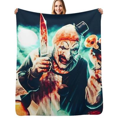 Terrifying Art and Clown Throw Blanket Soft Sherpa Fleece Warm Blanket for Winter