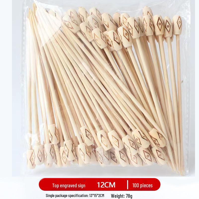 12CM Bamboo Pearl Skewers: Creative Cocktail and Fruit Plate Decor Toothpicks