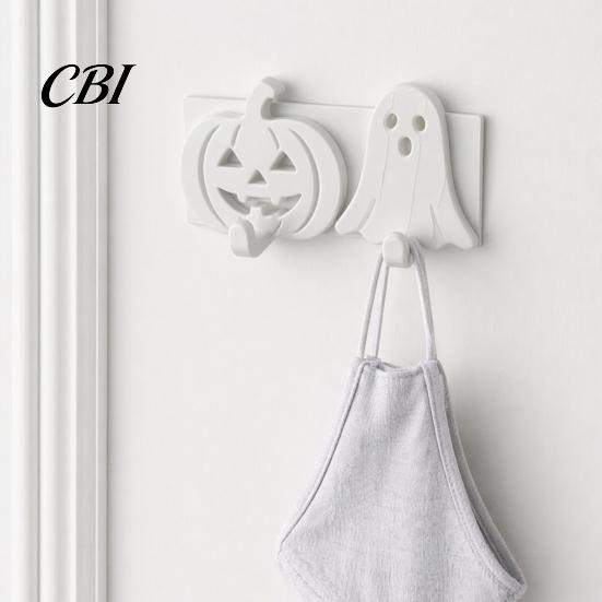 Pumpkin Face Hook Ghost Key Hook, 3D Printed Halloween Wall Decor, Adhesive No Drill Self Holder, Hanging Cute Hooks