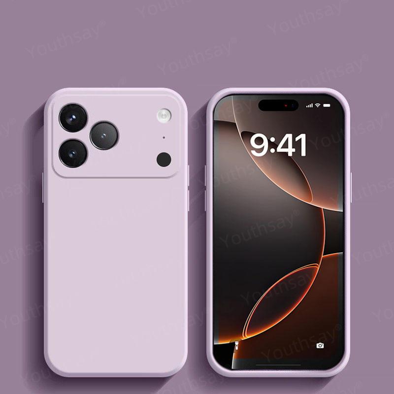 Luxury Case For iPhone 17 Pro Cover iPhone 17 16 15 Pro Max Funda Coque Liquid Silicone Camera Protector Soft TPU Phone Bumper