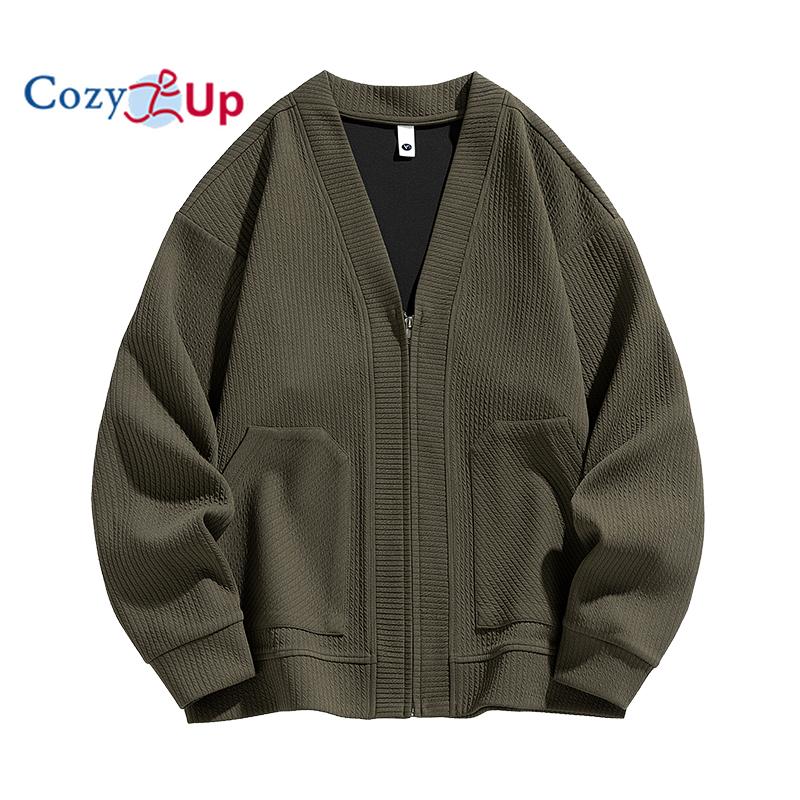 Cozy Up Men's Cardigan Sweater Wool Blend Cable Knit V Neck Buttons Cardigan with Pockets