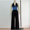 Halter Neck Sleeveless Stitching One-piece Wide-leg Pants Summer Ladies One-piece Casual Fashion Commuter Style