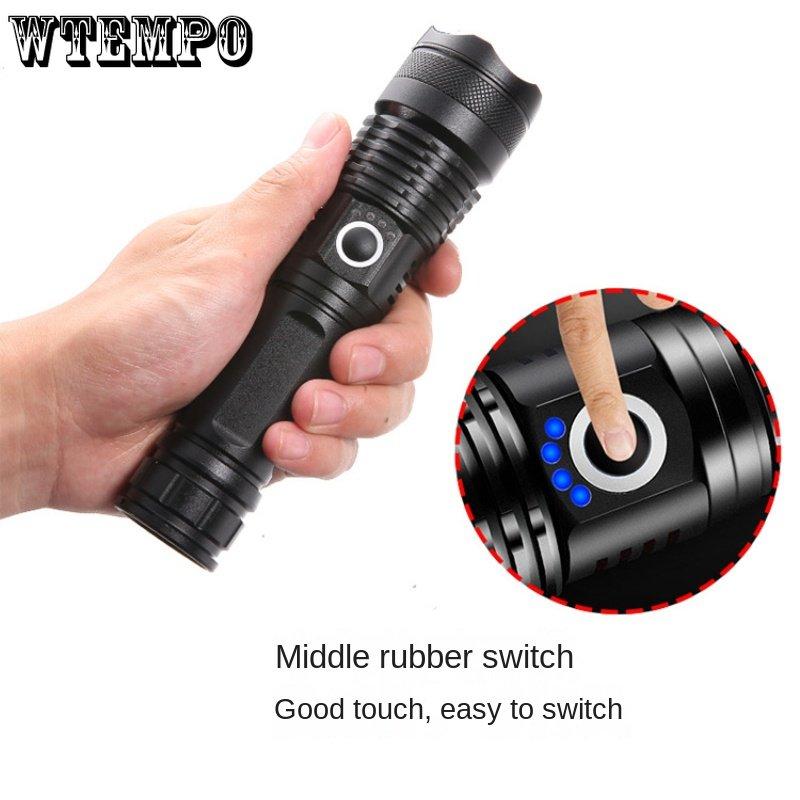 Strong Flashlight Led Outdoor Searchlight Power Display Usb Rechargeable Strong Torch Portable Mini Light