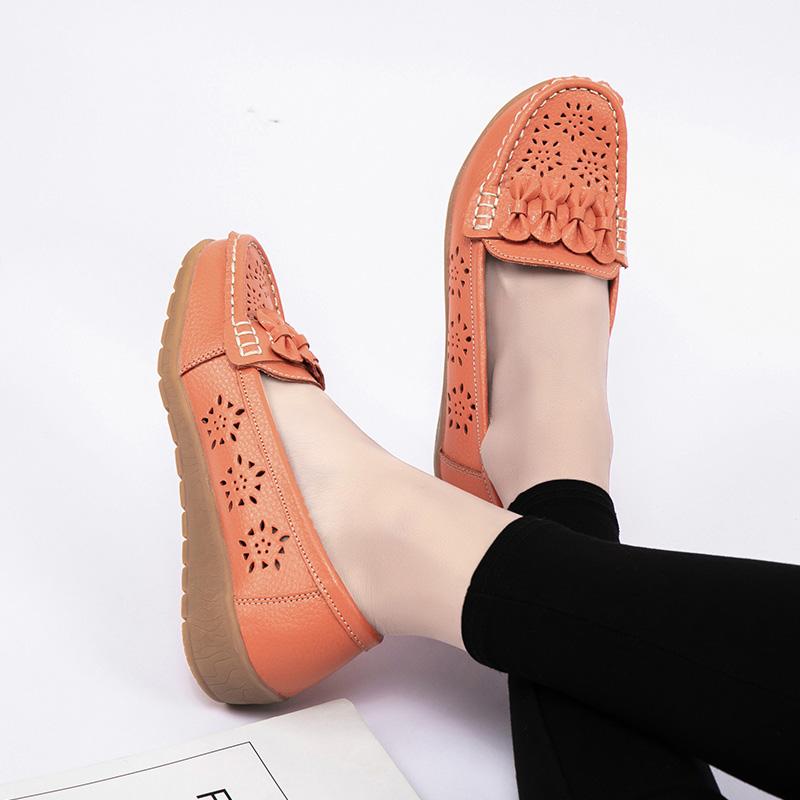 Women's Flats Moccasins Driving Shoes Casual Walking Minimalist Soft Summer Hollow Flower Shoes for Students Girl Over Sized