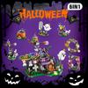6 in 1 Halloween Prank Haunted House Small Particle Building Blocks Set Assembly Model Puzzle Toy Holiday Gifts for Children