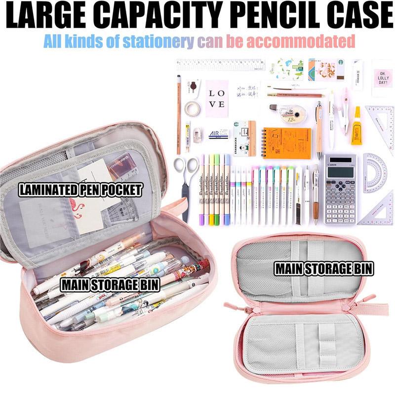 Large Pencil Case for Girls Big Capacity Pencil Pouch Stationery Organizer Portable Office Stationery Makeup Bag