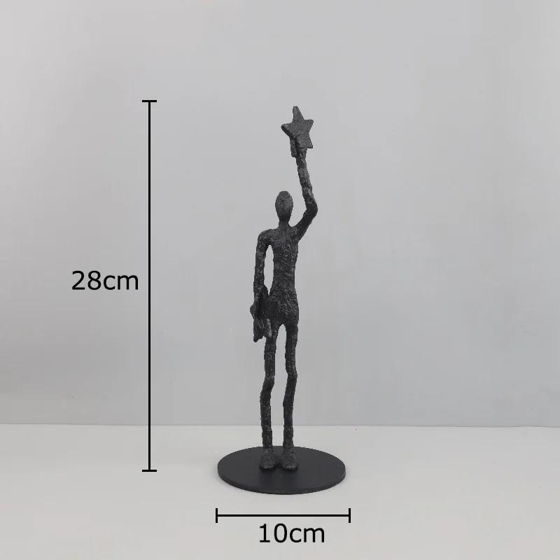 Black Cast Iron Figures Statue Desk Decoration Ornaments Modern Crafts Abstract Character Sculpture Room Aesthetics Decor