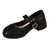 Mary Jane μαύρα μικρά δερμάτινα παπούτσια γυναικεία φθινοπωρινά νέα στρογγυλή μύτη ευέλικτα με φούστα ρετρό χοντρό τακούνι μονοκόμματα παπούτσια