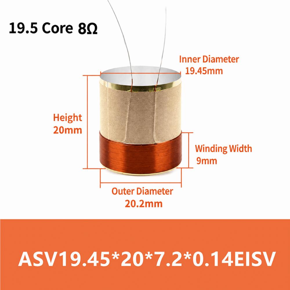 2 Layers Speaker Voice Coil White Aluminum Bass Speaker Voice Coil Bass Voice Coil 19.5×20x8