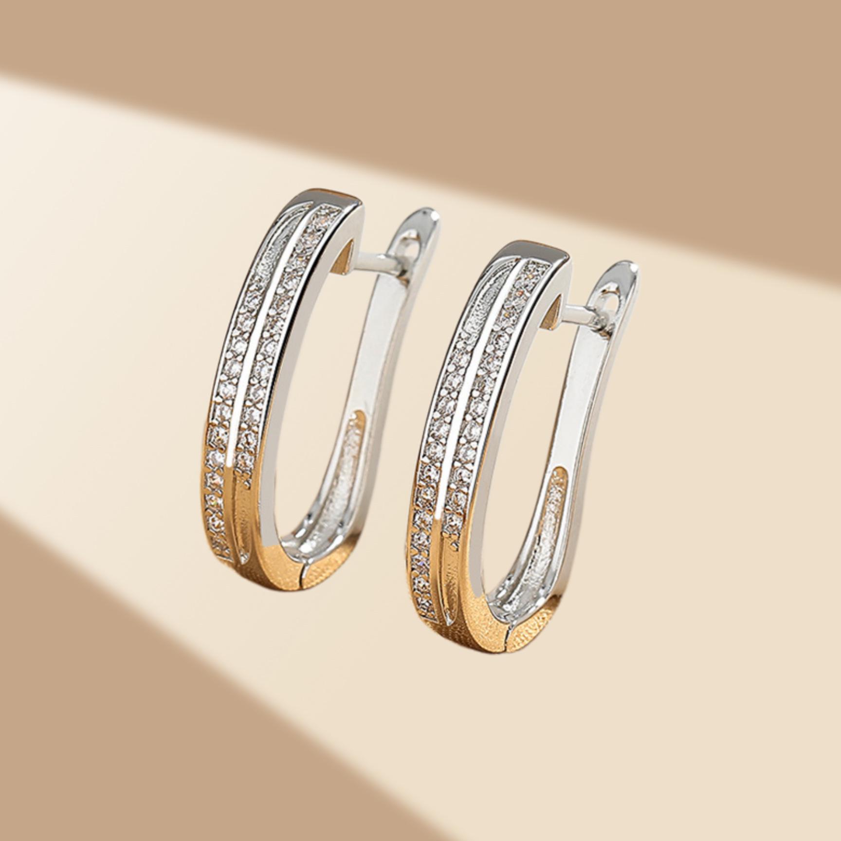 Rhinestone Zirconia Water Drop Earrings - European American Style Electroplated медный