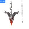 Natural crystal stone hexagonal cone phoenix wings pendant retro pendulum peace dove pendant