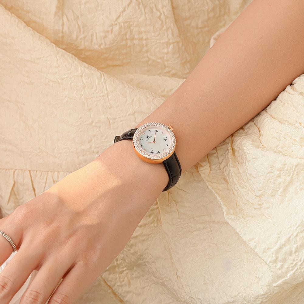 Damenuhr Neu Strass Nische Leichter Luxus Stil Stahlband Quarz Damenuhr