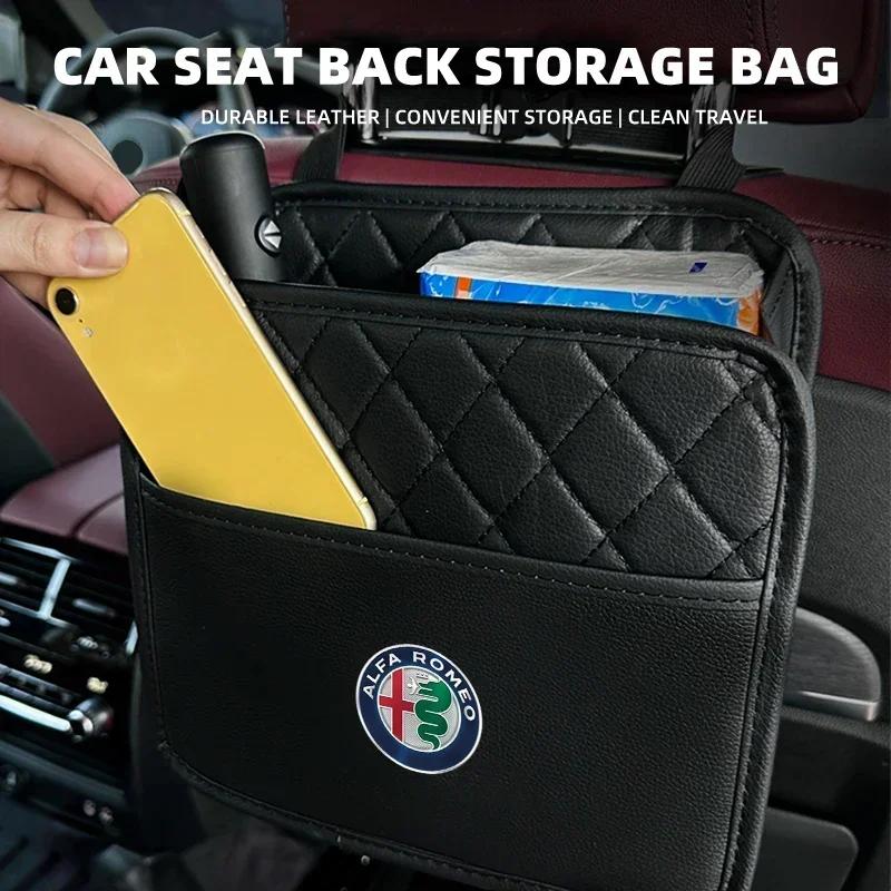 Multi Function PU Leather Car Seat Back Storage Bag For Alfa Romeo Sportiva Giulia Giulietta 159 156 Stelvio Auto Accessory