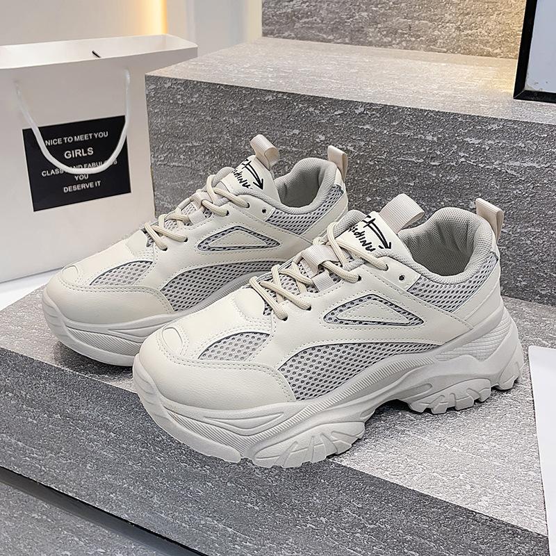 

2025 new spring and autumn versatile casual women s shoes small niche high street thick-soled heightening sports dad shoes 40
