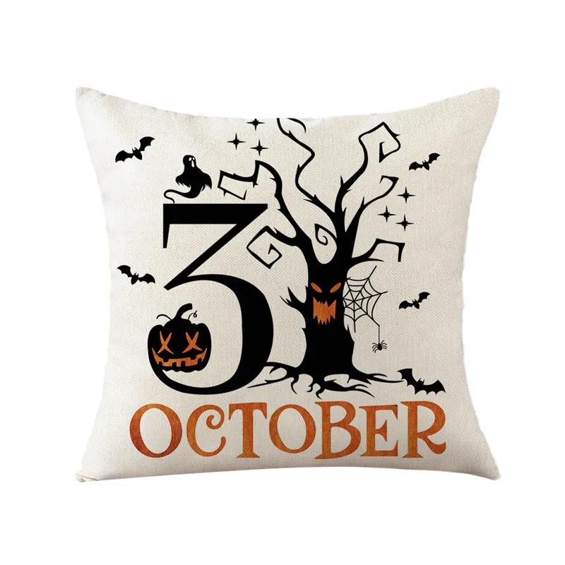 45x45cm Halloween Party Decorative Pillow Caser Sofa Linen Pumpkin Printed Cushion Cover Home Living Room Decor
