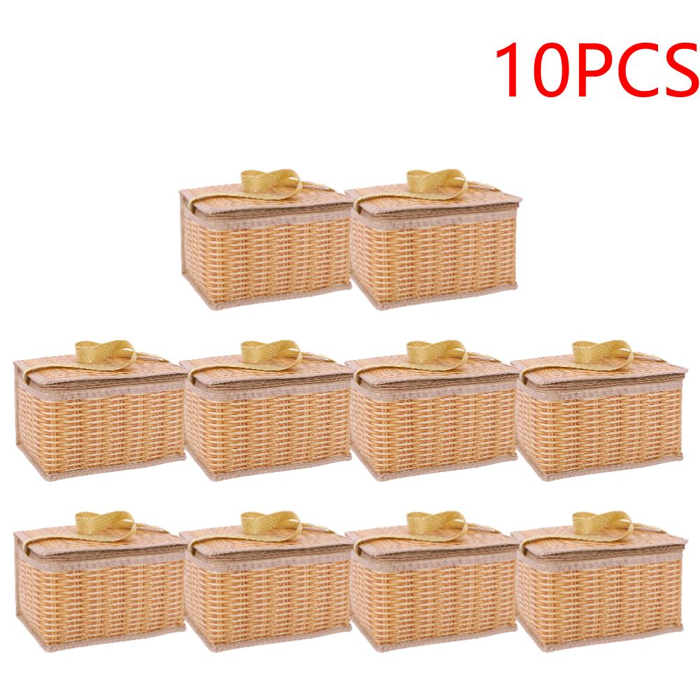 2-10PCS Outdoor Wicker Rattan Picnic Bag Waterproof Tableware Camping Picnic Baskets