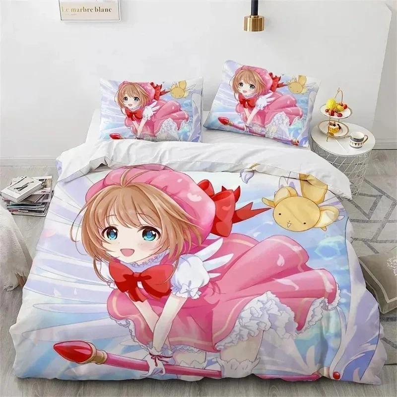 Comforter Cardcaptor Sakurar Bedding Set 3D Printed Suitable For Bedroom Kids Home Textile